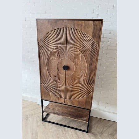 Kast Altea carved mangohout  - bruin - Leverbaar medio oktober