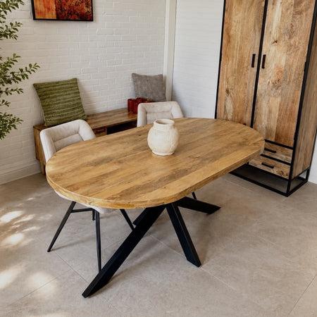 Eettafel deens ovaal mangohout 160 t/m 200 cm