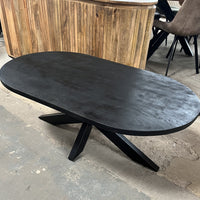Salontafel Deens ovaal mangohout zwart matrix