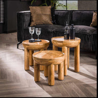 Salontafels set van 3 mangohout massief 