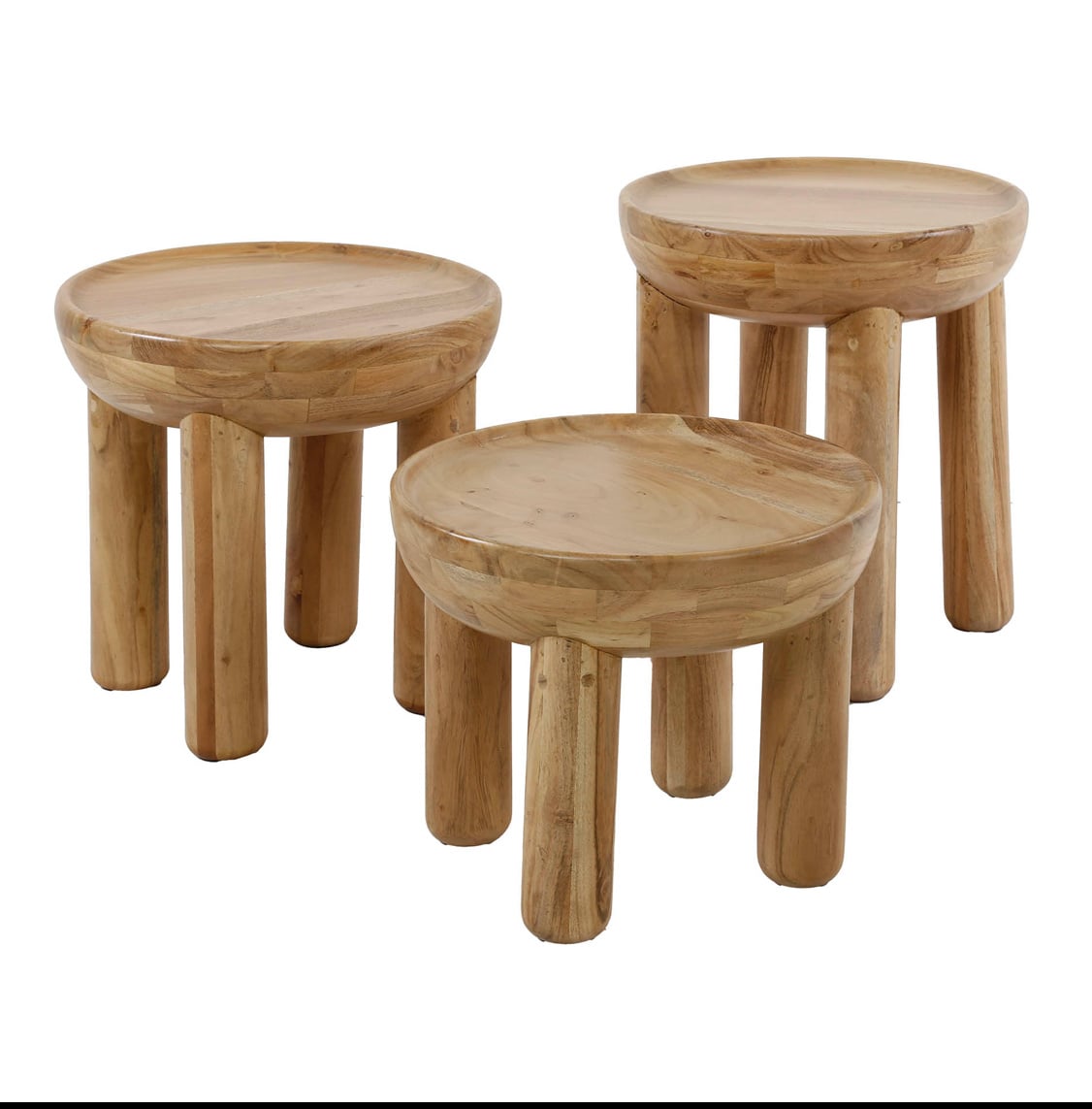 Salontafels set van 3 mangohout massief 