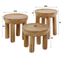 Salontafels set van 3 mangohout massief 