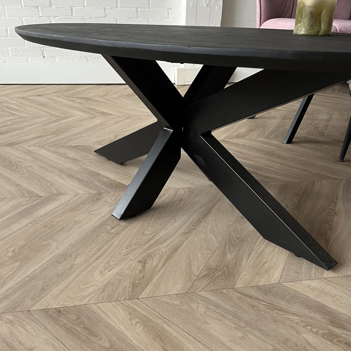 Salontafel ovaal mangohout zwart Sandblasted