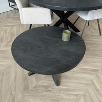 Ronde salontafel mangohout zwart  