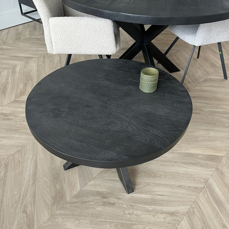 Ronde salontafel mangohout zwart  