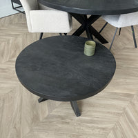 Ronde salontafel mangohout zwart  