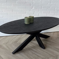 Salontafel ovaal mangohout zwart Sandblasted