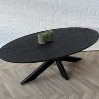 Salontafel ovaal mangohout zwart Sandblasted