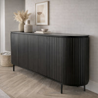 Dressoir Pedrera zwart mangohout ribbel - 3 afmetingen 