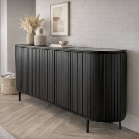 Dressoir Pedrera zwart mangohout ribbel - 3 afmetingen 