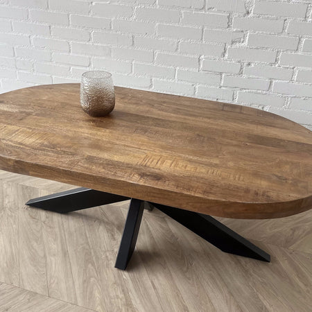 Salontafel Deens ovaal mangohout matrix zwart