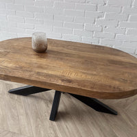 Salontafel Deens ovaal mangohout matrix zwart
