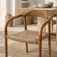 Teak stoel met poly rotan in-outdoor 