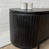 TV meubel Pedrera 140 zwart mangohout ribbel