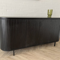 Dressoir Pedrera zwart mangohout ribbel - 3 afmetingen 