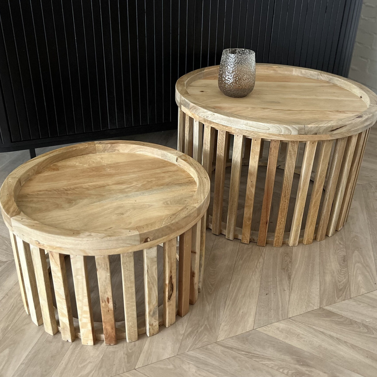 Salontafel Cadiz - 2 kleuren - ronde houten poot
