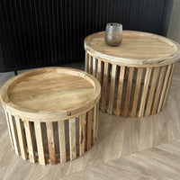 Salontafel Cadiz - 2 kleuren - ronde houten poot