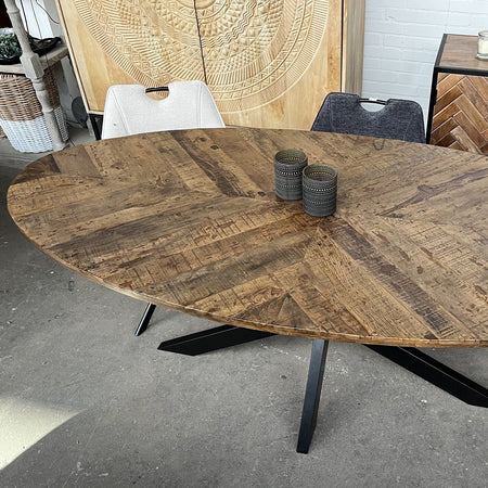 Eettafel ovaal visgraat - 3 afmetingen