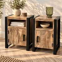 Nachtkastjes set van 2 - natural + deur L + R