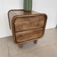 Nachtkast Palma | Houten Poot | 2 Lades | Mangohout 