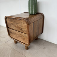 Nachtkast Palma | Houten Poot | 2 Lades | Mangohout 