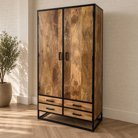 Kast Dallas mangohout Naturel metaal zwart