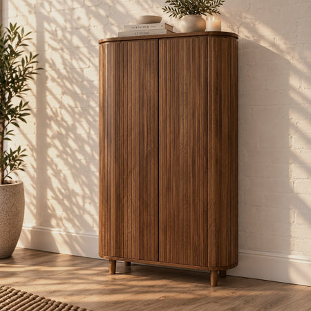 Kast Pedrera | mangohout ribbel | retro | houten poot - Leverbaar januari 