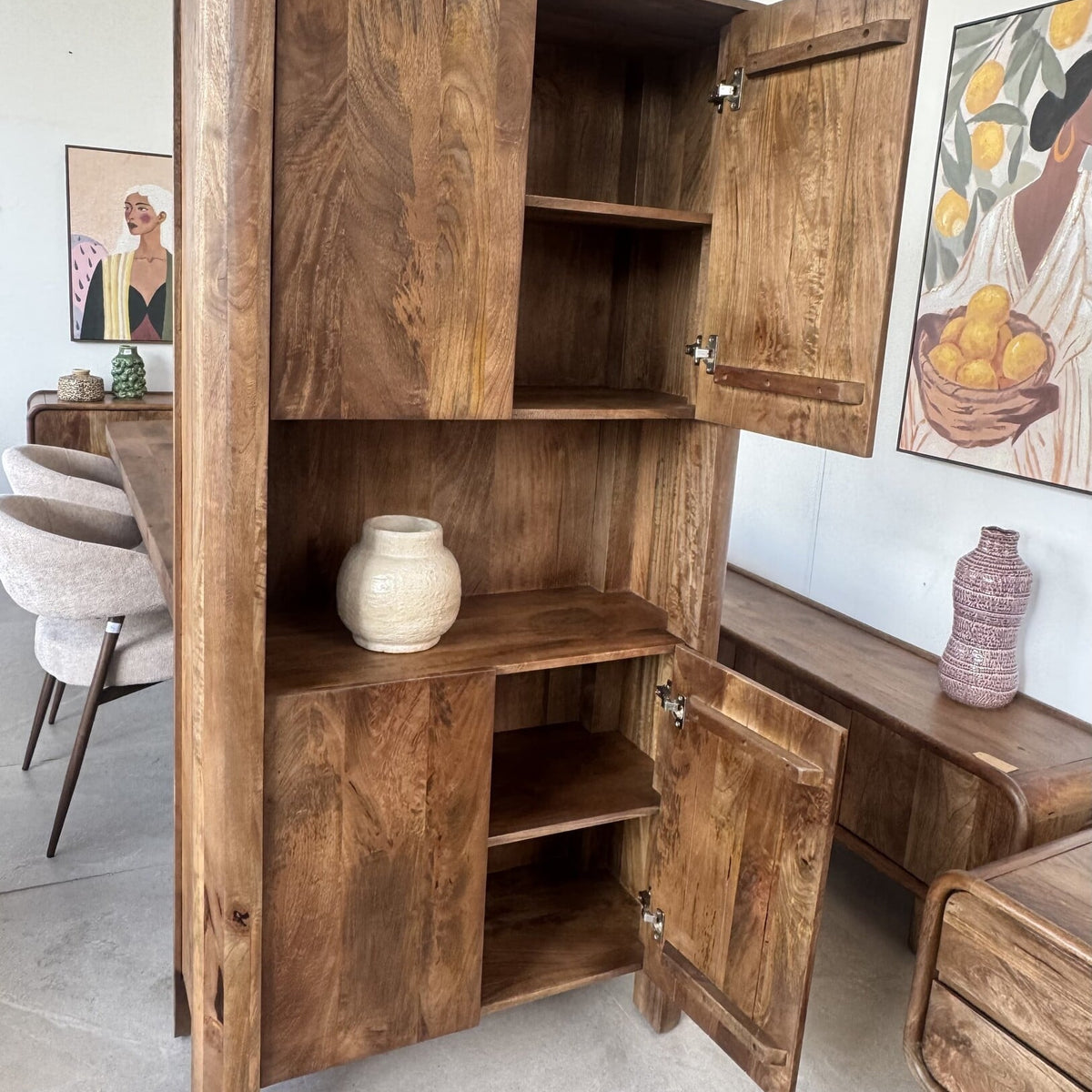 Kast Gerona | 4 deuren | open vak | mangohout