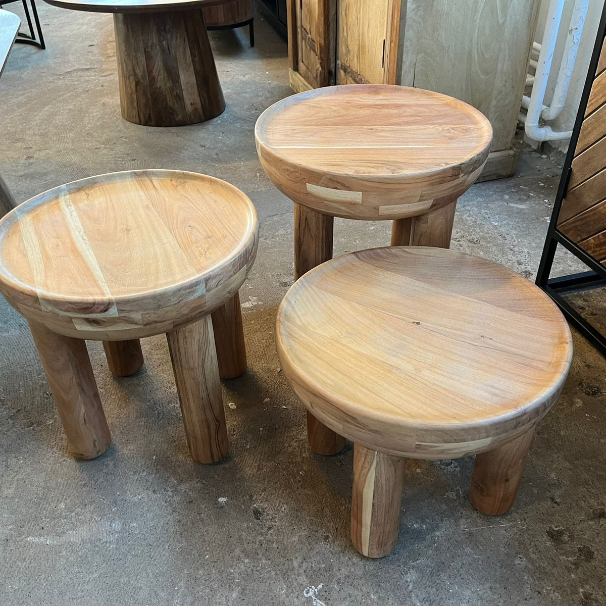 Salontafels set van 3 mangohout massief 