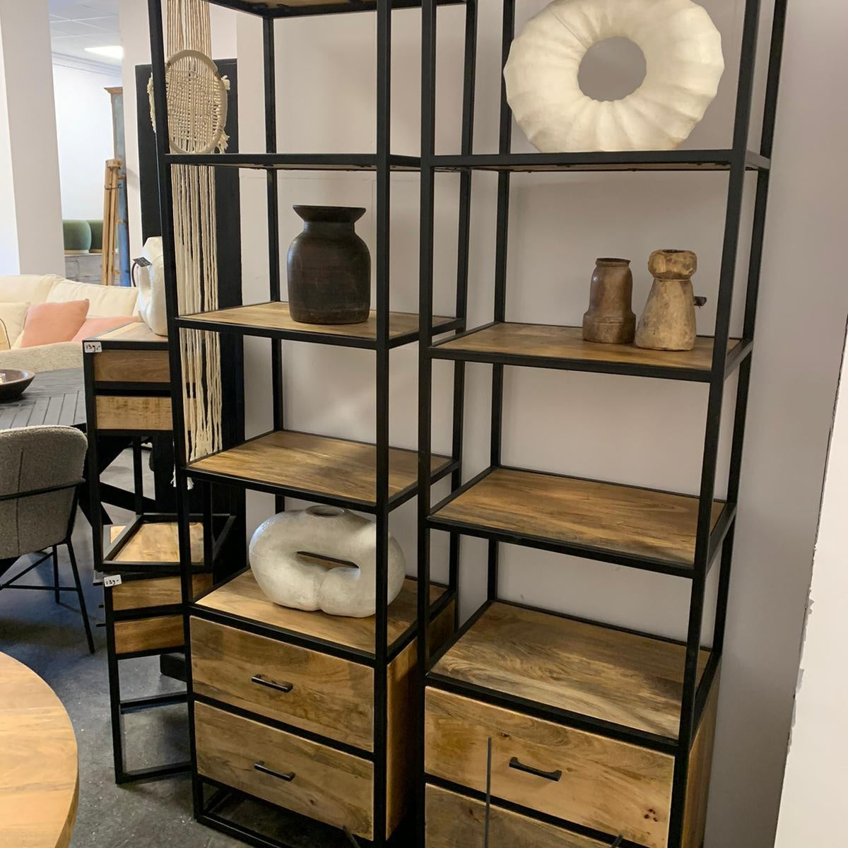 Set wandkasten 2 lades mangohout