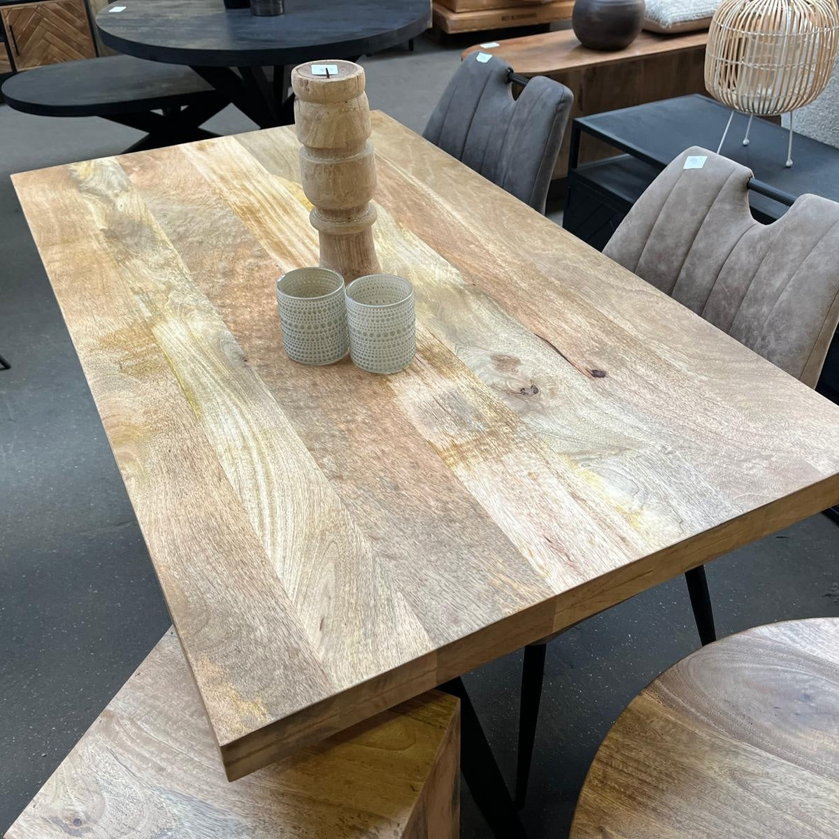 Eettafel recht mangohout 140x80 cm 