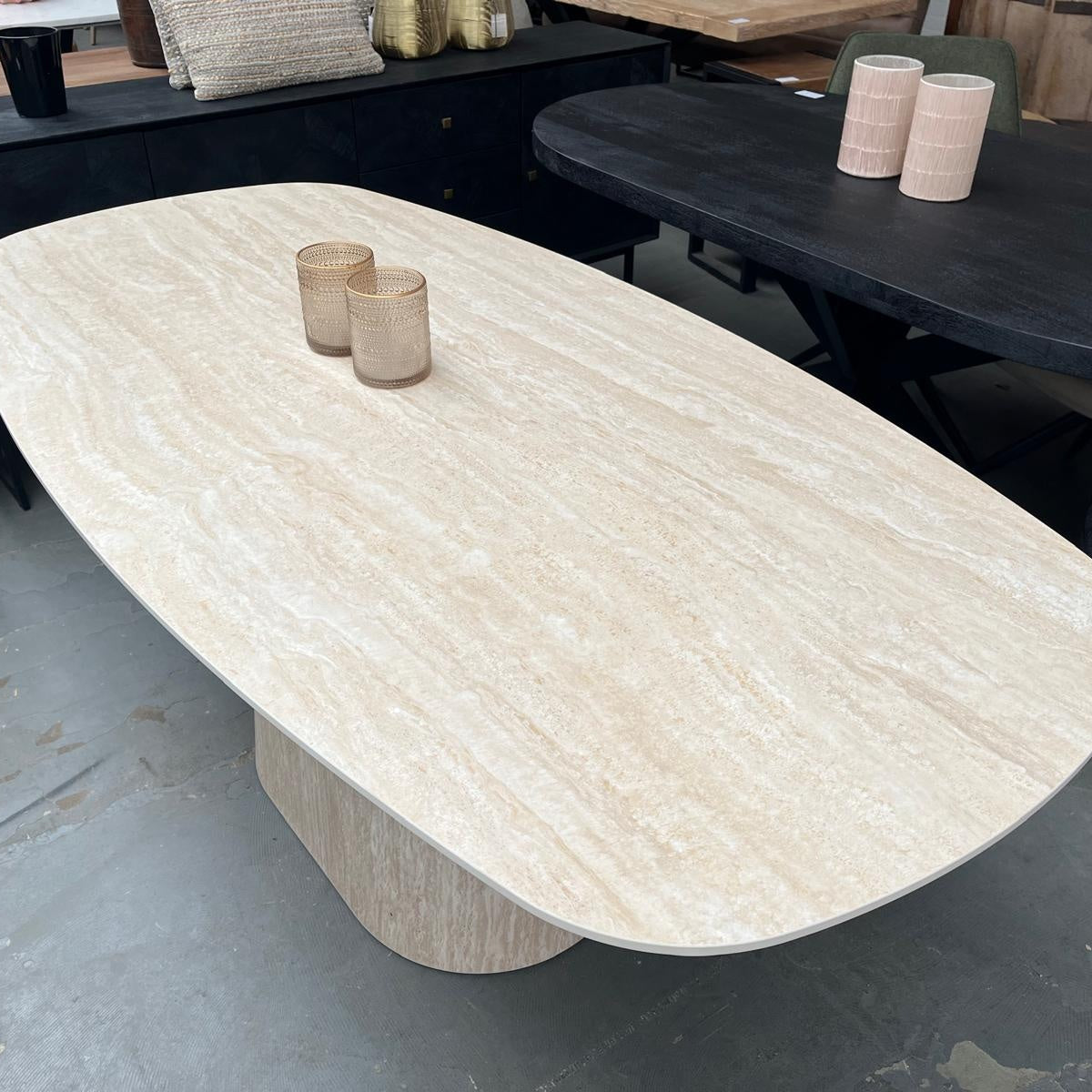 Eettafel Centro deens ovaal 180 cm / Keramiek travertin