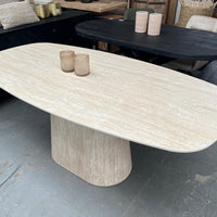 Eettafel Centro deens ovaal 180 cm / Keramiek travertin