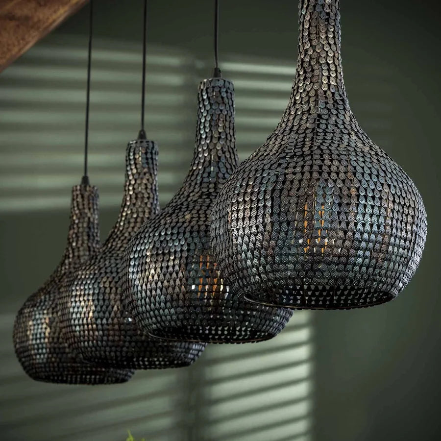 Hanglamp Armor Cone 4-lichts / Zwart bruin