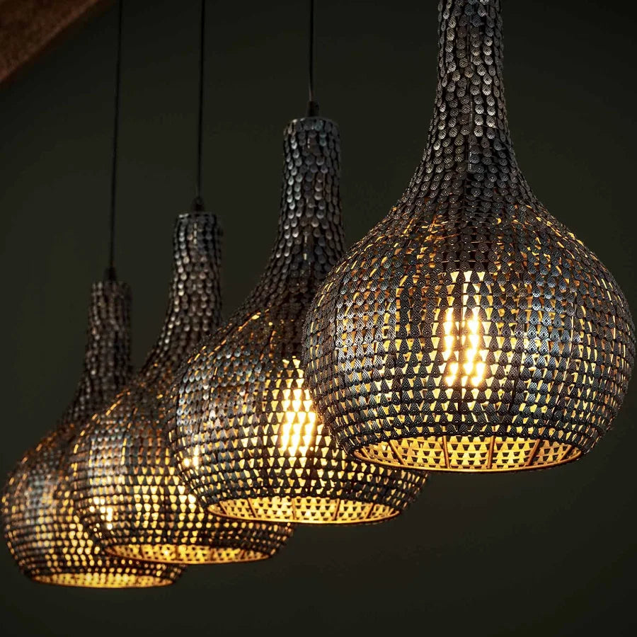 Hanglamp Armor Cone 4-lichts / Zwart bruin