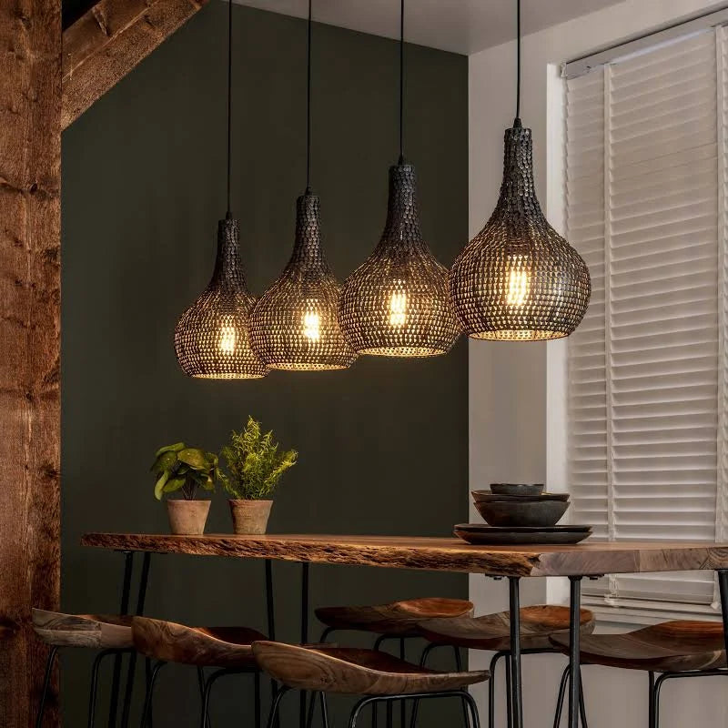 Hanglamp Armor Cone 4-lichts / Zwart bruin