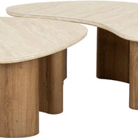Salontafel Romano organisch set van 2 / Keramiek travertin