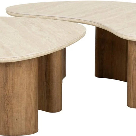 Salontafel Romano organisch set van 2 / Keramiek travertin