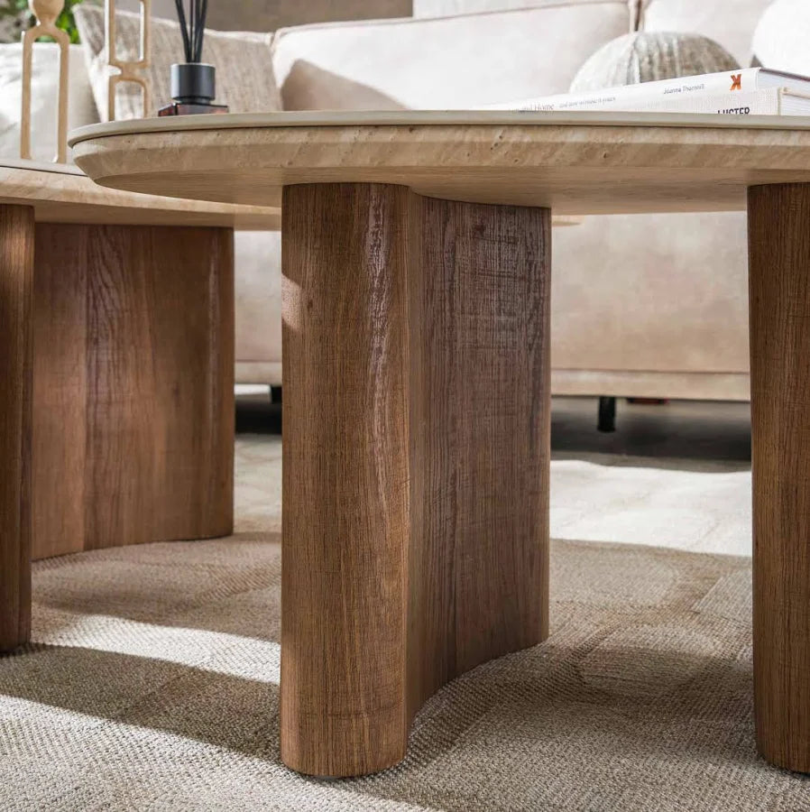 Salontafel Romano organisch set van 2 / Keramiek travertin